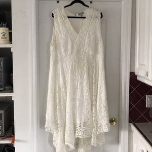 Romantic Lace Dress with Handkerchief Hem